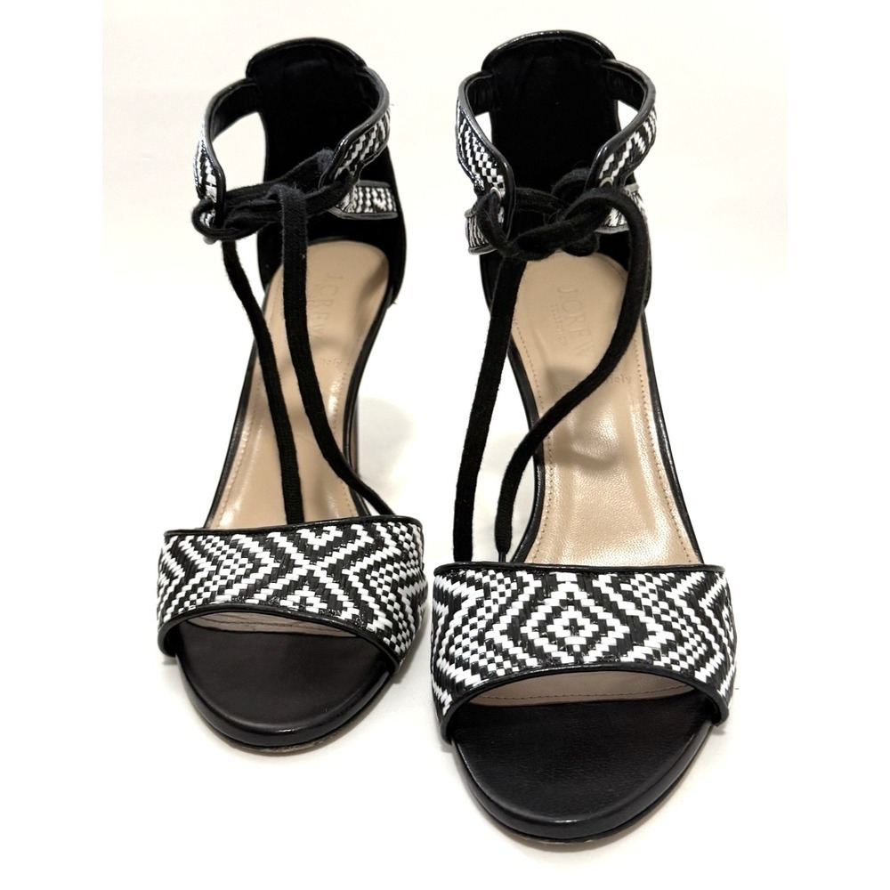 J Crew Collection Shoes US 7  Woven Raffia Tie Front High Heel Made In Italy